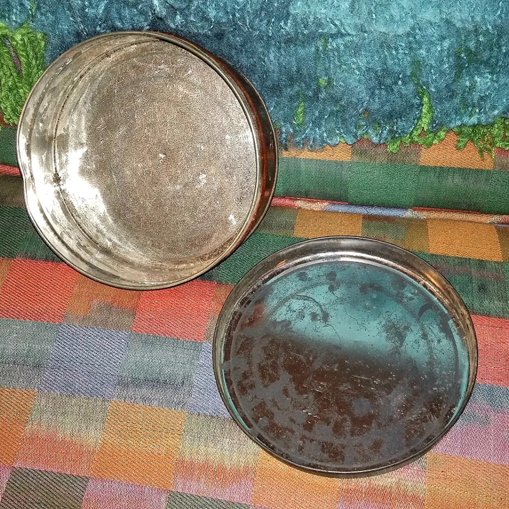 Vintage Copper Tin Storage Cherrydale Farms Mints Box Floral Top Gold, Green